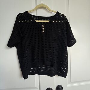 Black Knit Women's Top/Swim/Beach Wear